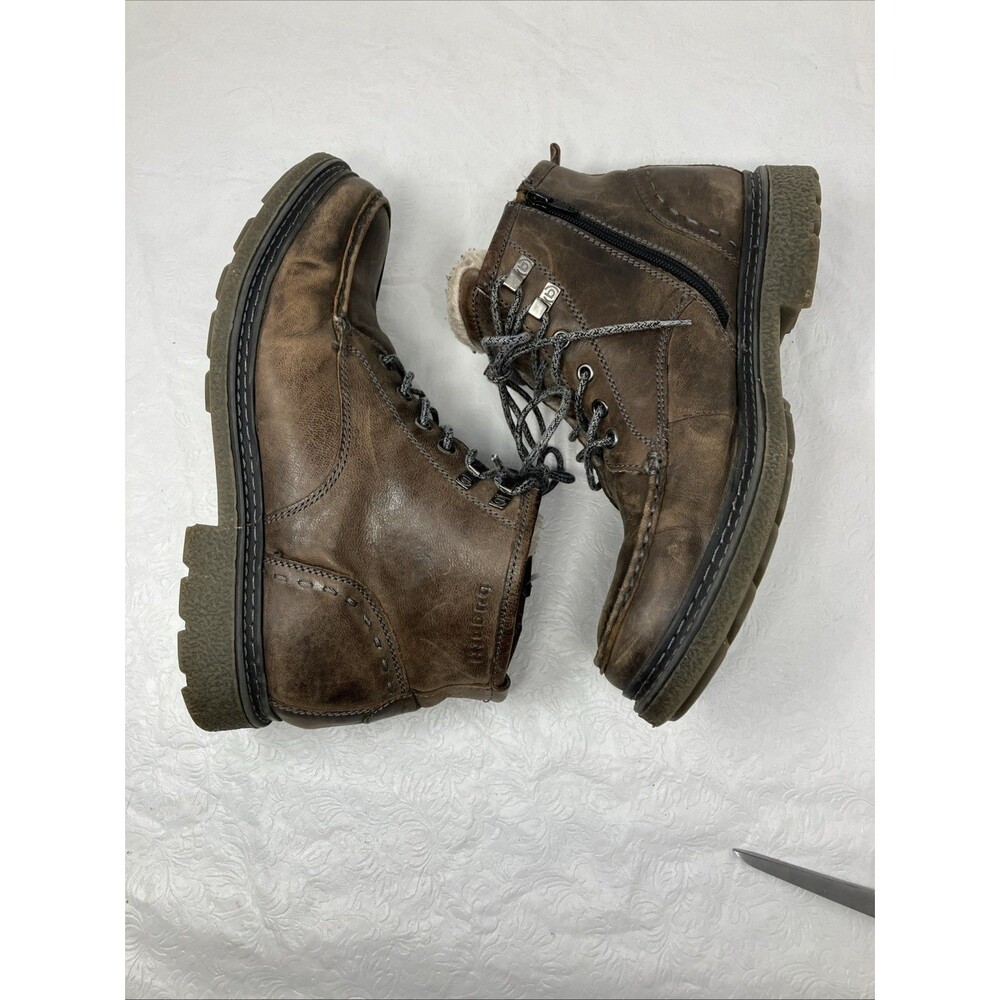 Bugatti Brown Leather Boots Mens 11 Eur 44 Comfort Ankle Chukka Sherpa Lined